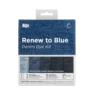 RIT DYE Renew to BLUE Denim Dye Kit 2x 8oz + Gloves - BOLD BLUE / GŁĘBOKO NIEBIESKI zestaw do barwienia tkanin