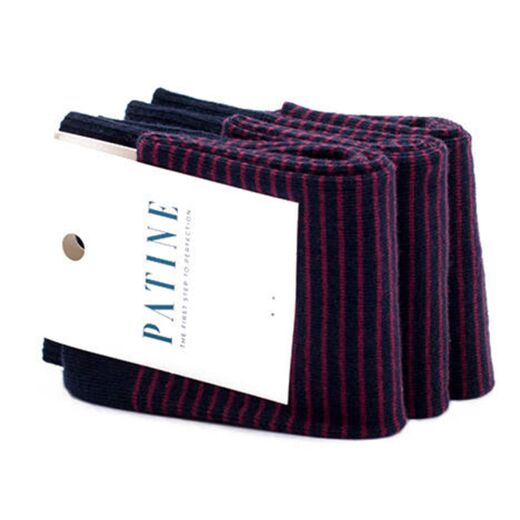 PATINE Socks PAPA01-0407 - Granatowe skarpety w różowe paski