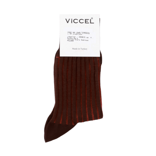 eleganckie brązowe z wydzielaniami tabakowymi skarpety męskie viccel socks shadow stripe brown tabe