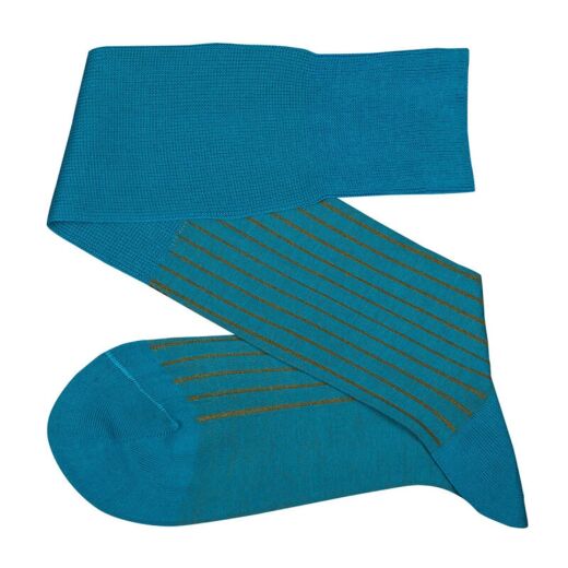 VICCEL / CELCHUK Knee Socks Shadow Stripe Turquoise / Mustard