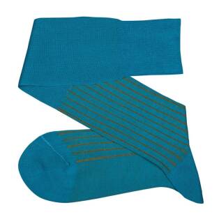 VICCEL / CELCHUK Knee Socks Shadow Stripe Turquoise / Mustard - Dwukolorowe podkolanówki