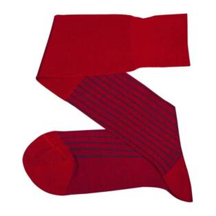 VICCEL / CELCHUK Knee Socks Shadow Stripe Red / Royal Blue - Dwukolorowe podkolanówki