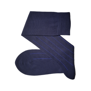 VICCEL / CELCHUK Knee Socks Pindot Stripe Navy Blue / Royal Blue - Dwukolorowe podkolanówki męskie