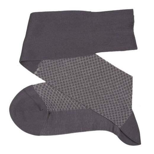 VICCEL / CELCHUK Knee Socks Fish Net Gray / Light Gray - Dwukolorowe podkolanówki męskie