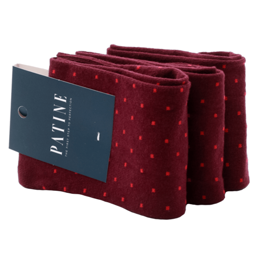 Wysokiej jakości bawełniane skarpety męskie bordowe w czerwone kropki.. Eleganckie skarpety bawełniane