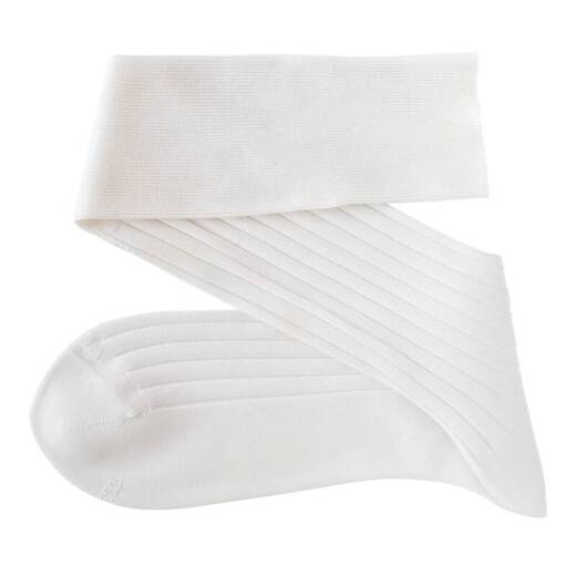 VICCEL / CELCHUK Knee Socks Solid White Cotton - Luksusowe podkolanówki męskie