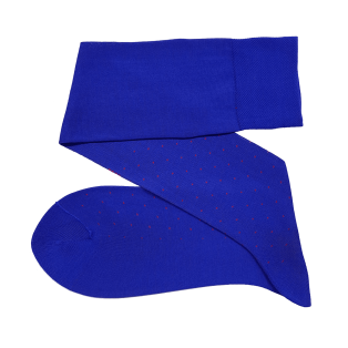 VICCEL / CELCHUK Knee Socks Pin Dots Royal Blue / Red - Luksusowe podkolanówki dwukolorowe