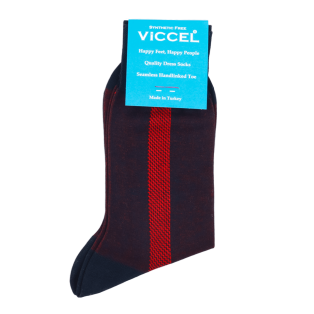 VICCEL / CELCHUK Socks Geometric Navy Blue / Red - Luksusowe skarpety męskie