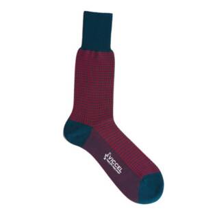 VICCEL / CELCHUK Socks Houndstooth Petrolium / Red