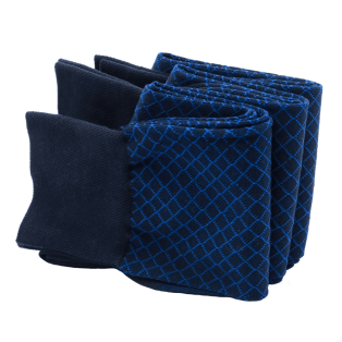 PATINE Socks Fishnet Navy Blue / Royal Blue - Luksusowe skarpety męskie
