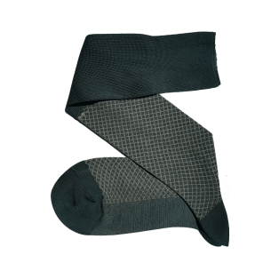 VICCEL / CELCHUK Knee Socks Fish Net Green Beige - Dwukolorowe podkolanówki męskie