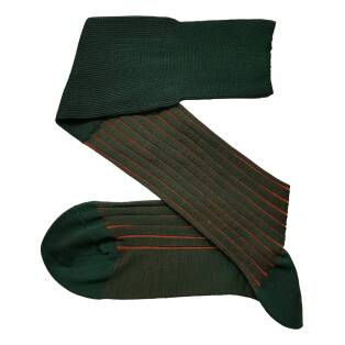 VICCEL / CELCHUK Knee Socks Shadow Stripe Forest Green / Orange - Klasyczne podkolanówki męskie