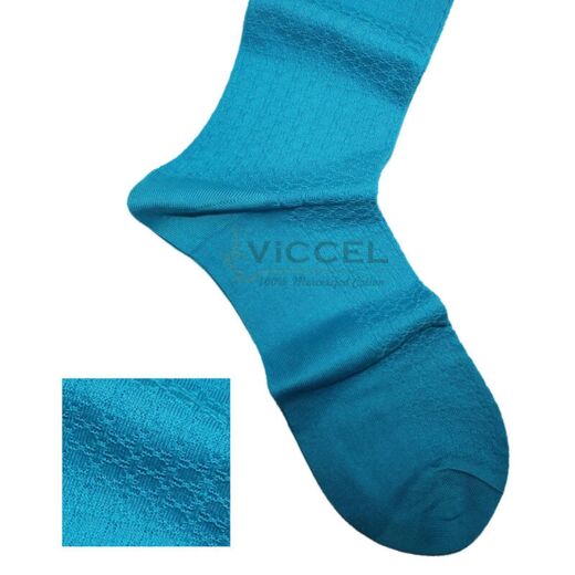 VICCEL / CELCHUK Socks Star Textured Turquoise - Luksusowe turkusowe skarpetki męskie