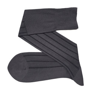VICCEL / CELCHUK Knee Socks Shadow Stripe Gray / Black - Cienkie podkolanówki męskie