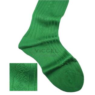VICCEL / CELCHUK Knee Socks Diamond Textured Pistacio Green - Luksusowe podkolanówki męskie