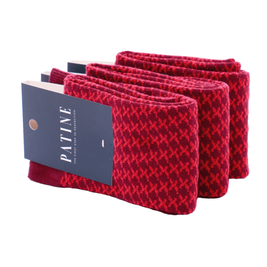 Casualowe męskie skarpety bordowe w czerwony wzór, Skarpety do trampek i butów eleganckich.