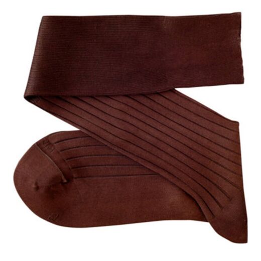 VICCEL / CELCHUK Knee Socks Solid Brown Cotton - Luksusowe podkolanówki męskie