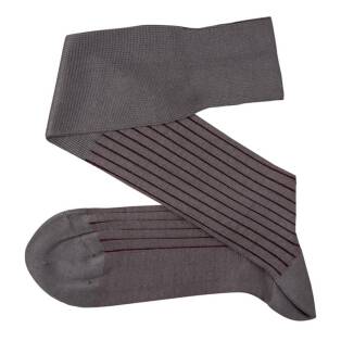 VICCEL / CELCHUK Knee Socks Shadow Stripe Gray / Burgundy - Dwukolorowe podkolanówki