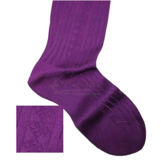 VICCEL / CELCHUK Knee Socks Diamond Textured Purple - Luksusowe podkolanówki męskie