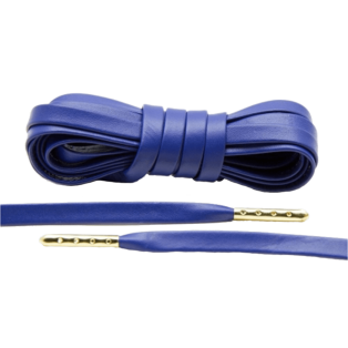 LACE LAB Luxury Leather Laces 6mm Blue Gold Plated - Niebieskie skórzane sznurowadła ze złotymi końcówkami