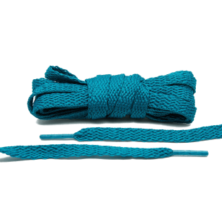 LACE LAB Flat Shoe Laces 8mm Teal - Morskie płaskie sznurówki do butów