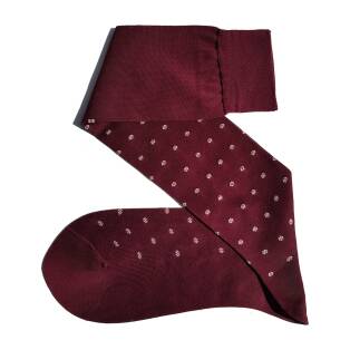 VICCEL / CELCHUK Knee Socks Flower Dots Burgundy - Eleganckie burgundowe podkolanówki męskie