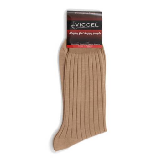 VICCEL Socks Solid Tan Cotton