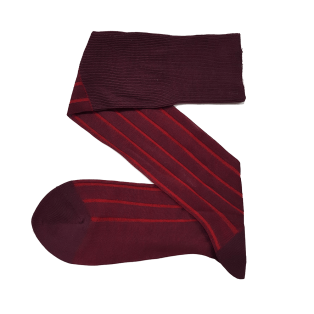 VICCEL / CELCHUK Knee Socks Shadow Stripe Burgundy / Red - Cienkie podkolanówki męskie