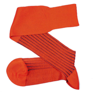 VICCEL / CELCHUK Knee Socks Shadow Stripe Orange / Royal Blue 