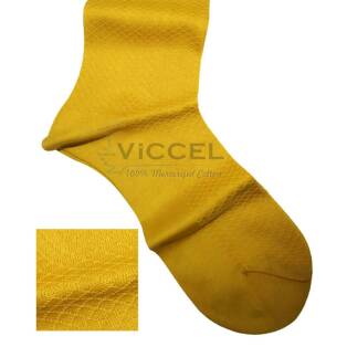 VICCEL / CELCHUK Socks Fish Skin Textured Canary Yellow - Luksusowe skarpety męskie