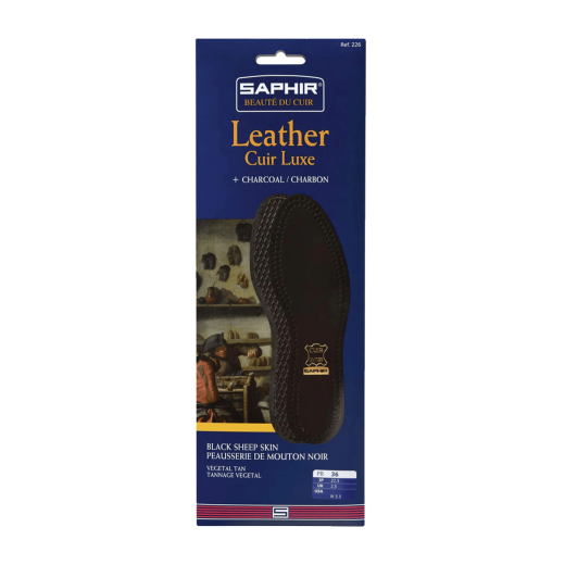 SAPHIR BDC Insoles BLACK Leather on Charcoal - Czarne skórzane wkładki do butów