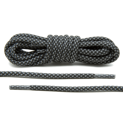 Czarne odblaskowe okrągłe sznurowadła do butów LACE LAB 3M Reflective Inverse laces, personalizacja obuwia, custom, customizacja adidasów