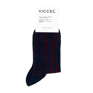 VICCEL / CELCHUK Socks Shadow Stripe Navy Blue / Taba - Luksusowe skarpety klasyczne