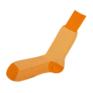 VICCEL / CELCHUK Socks Houndstooth Orange / White - Klasyczne luksusowe skarpetki