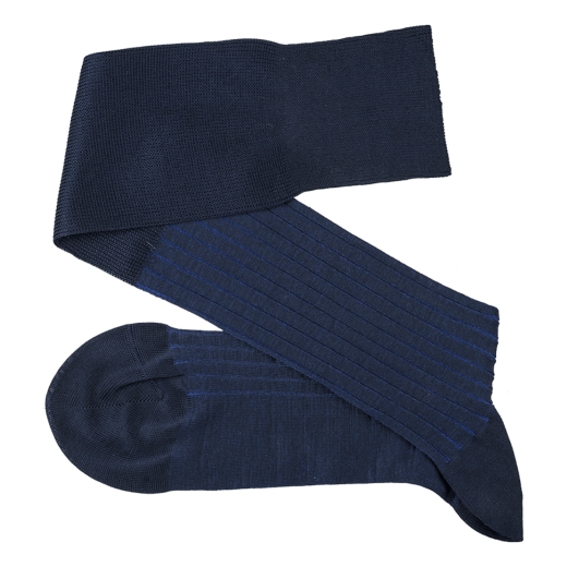 VICCEL / CELCHUK Knee Socks Shadow Stripe Dark Navy Blue / Royal Blue