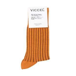 VICCEL / CELCHUK Socks Shadow Stripe Mustard / Brown - Luksusowe skarpety klasyczne