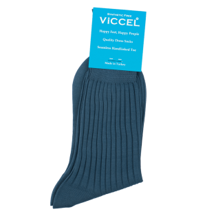 VICCEL / CELCHUK Socks Solid Light Navy Blue Cotton - Luksusowe skarpetki