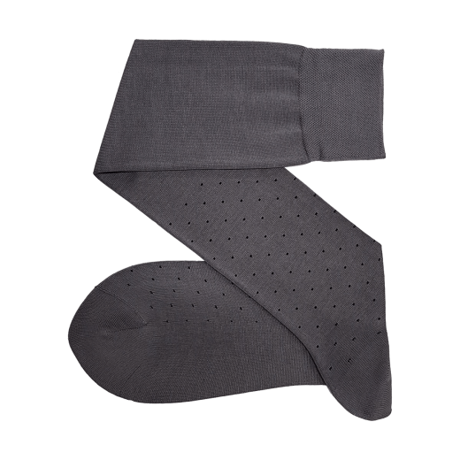 ekskluzywne siwe podkolanówki męskie bawełniane viccel pin dots socks gray black cotton