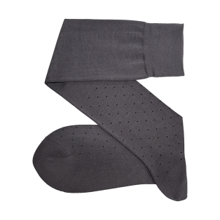 VICCEL / CELCHUK Knee Socks Pin Dots Gray / Black - Luksusowe podkolanówki dwukolorowe