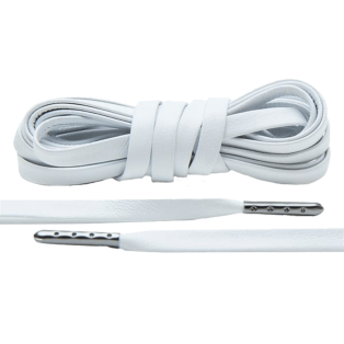 LACE LAB Luxury Leather Laces 6mm White - Gunmetal Plated
