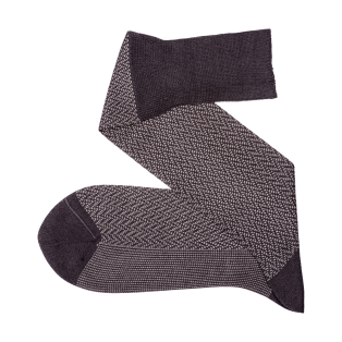 VICCEL / CELCHUK Knee Socks Herringbone Charcaol / Gray - Luksusowe podkolanówki dwukolorowe