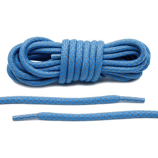 Jasnoniebieskie okrągłe odblaskowe sznurowadła, sznurówki, sznury do sneakersów, kicksów, Adidas NMD R1, Ultra Boost, Yeezy 350. Customizacja butów Lace Lab.