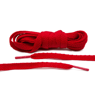 LACE LAB Flat Shoe Laces 8mm Red - Czerwone płaskie sznurówki do butów