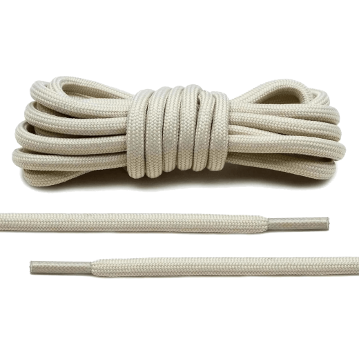 Beżowe okrągłe sznurowadła do sneakersów. Sznurowadła do Adidas Yeezy boots. Sznurówki do butów do biegania, sznury, lace, laces. Custom, customizacja. Rzemyki, rzemienie. Sznurófki. Sznuruwki. Beżowe sznurówki Lacelab. Beżowe sznurowadła Lace lab.