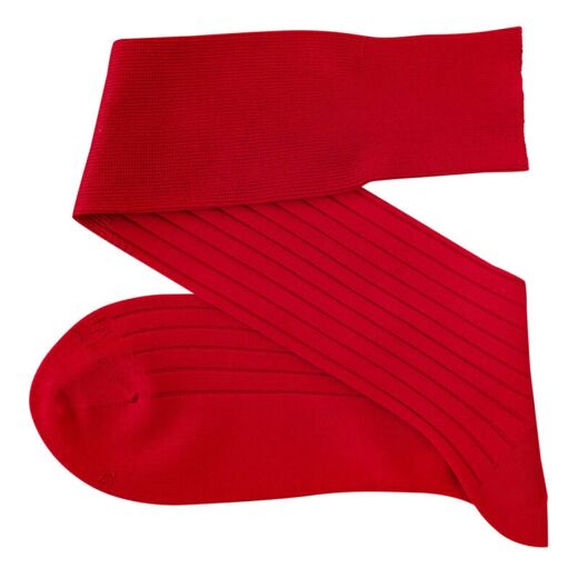 VICCEL Knee Socks Solid Scarlet Red Cotton