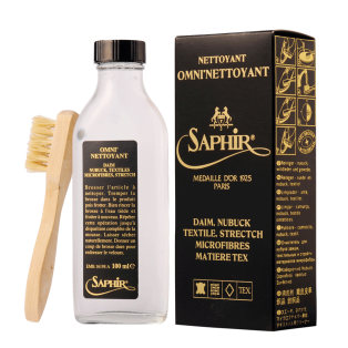 SAPHIR MDOR Suede Nubuck Cleaner Omni Nettoyant 100ml + Brush - Płyn koncentrat do czyszczenia zamszu, nubuku i tekstyliów + Szczoteczka