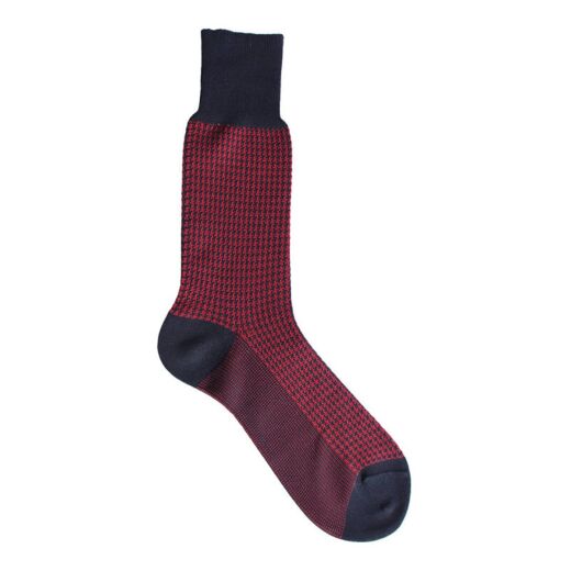 VICCEL / CELCHUK Socks Houndstooth Navy Blue / Red - Dwukolorowe skarpety luksusowe