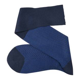 VICCEL / CELCHUK Knee Socks Herringbone Navy Blue / Royal Blue - Podkolanówki luksusowe