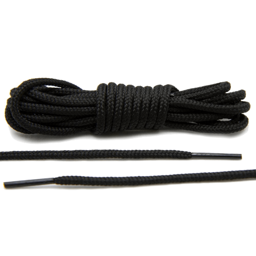 Okrągłe czarne sznurowadła  o  średnicy 3mm, idealne do butów Nike Roshe czy Jordan Futures.