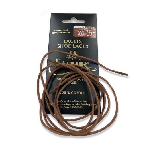 Okrągłe sznurowadła tabakowe wysoki połysk SAPHIR MDOR Laces Fine Glazed 1.5mm Tobacco Okrągłe sznurowadła tabakowe wysoki połysk SAPHIR MDOR Laces Fine Glazed 1.5mm Tobacco